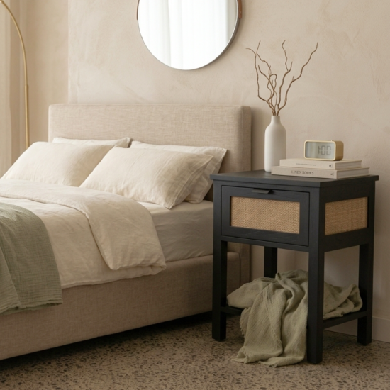 Alba Bedside Table Black & Bleach