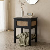Alba Bedside Table Black & Bleach