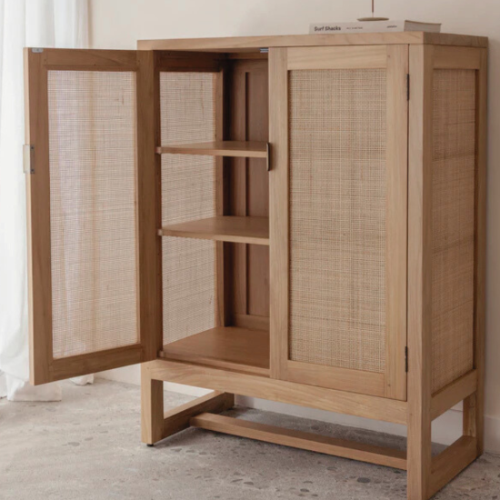 Alba Reclaimed Teak Rattan Cabinet