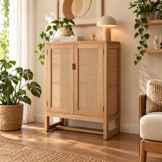 Alba Teak Rattan Cabinet Natural Alba Teak Rattan Cabinet Natural