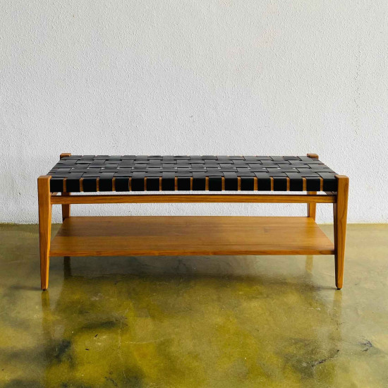 Aldin Platform Bench Bangku Makan Dudukan Anyaman Kayu Jati