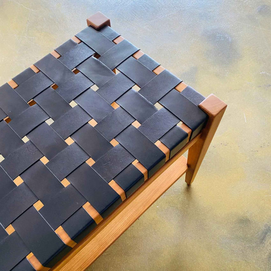 Aldin Platform Bench Bangku Makan Dudukan Anyaman Kayu Jati
