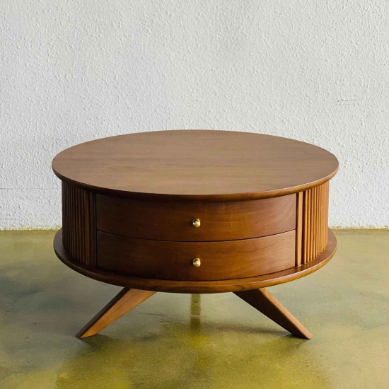 Aliza Coffee Table Meja Kopi Ruang Tamu Bulat Kayu Jati