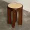 Aman Stool Bangku Stool Bundar Kayu Jati Kombinasi Anyaman