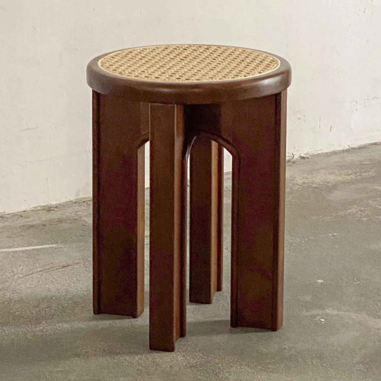 Aman Stool Bangku Stool Bundar Kayu Jati Kombinasi Anyaman Aman Stool Bangku Stool Bundar Kayu Jati Kombinasi Anyaman