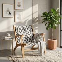 Amara Lounge Chair Kursi Santai Kayu Jati Kombinasi Anyaman
