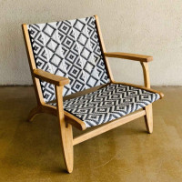 Amara Lounge Chair Kursi Santai Kayu Jati Kombinasi Anyaman