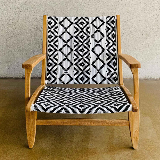 Amara Lounge Chair Kursi Santai Kayu Jati Kombinasi Anyaman