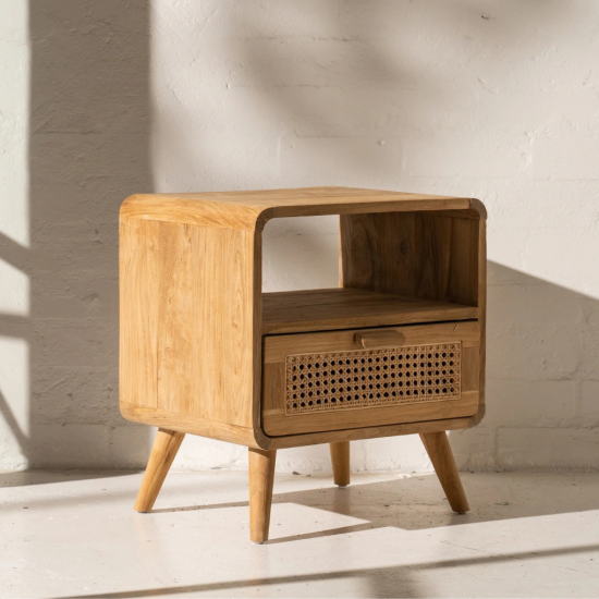 Aolani Teak and Rattan Bedside Table