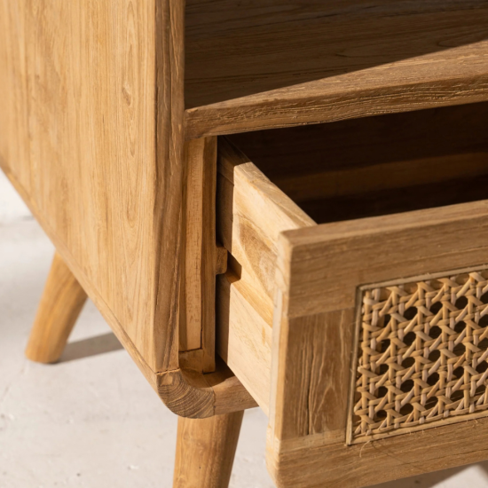 Aolani Teak and Rattan Bedside Table