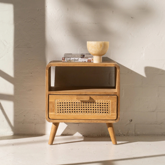 Aolani Teak and Rattan Bedside Table
