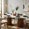 Araya Dining Table Meja Makan Marmer Kayu Jati Solid