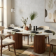 Araya Dining Table Meja Makan Marmer Kayu Jati Solid