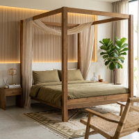 Aren Recycled Teak Canopy Bed