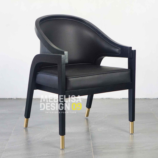 Arenda Kursi Makan Retro Mid-century Jok Kulit Oscar Black