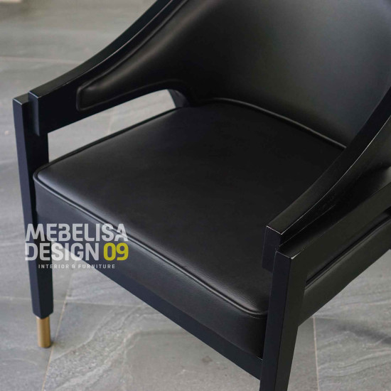 Arenda Kursi Makan Retro Mid-century Jok Kulit Oscar Black