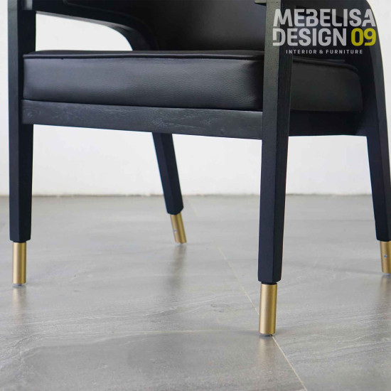 Arenda Kursi Makan Retro Mid-century Jok Kulit Oscar Black