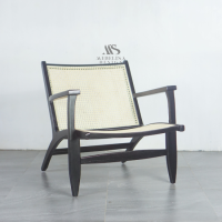 Armchair Kursi Santai Kayu Jati Anyaman Rotan Black Finish
