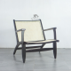 Armchair Kursi Santai Kayu Jati Anyaman Rotan Black Finish