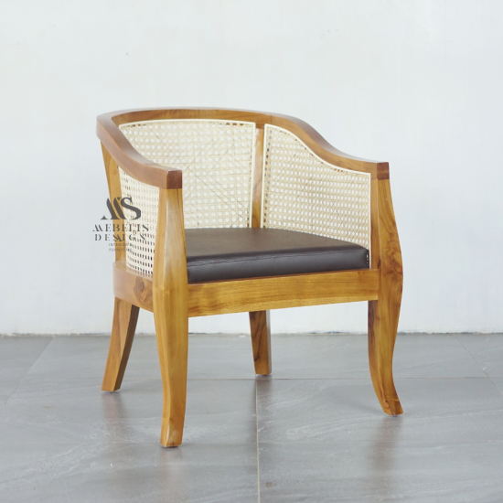 Armchair Kursi Santai Klasik Kayu Jati Kombiasi Rotan