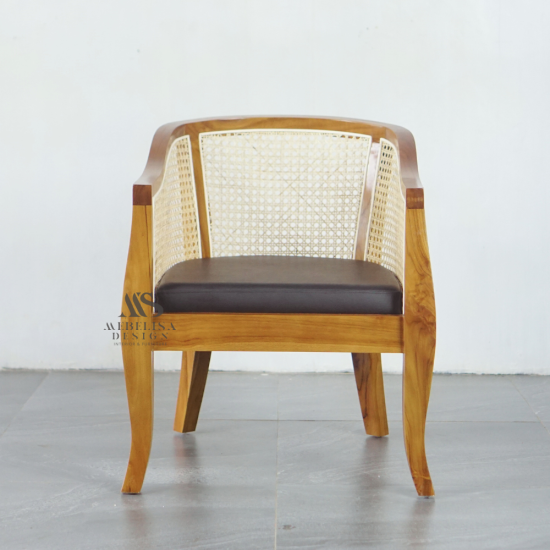 Armchair Kursi Santai Klasik Kayu Jati Kombiasi Rotan