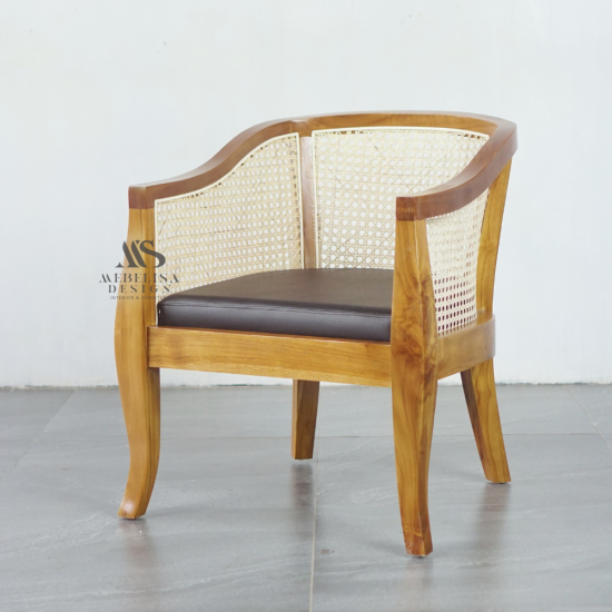 Armchair Kursi Santai Klasik Kayu Jati Kombiasi Rotan