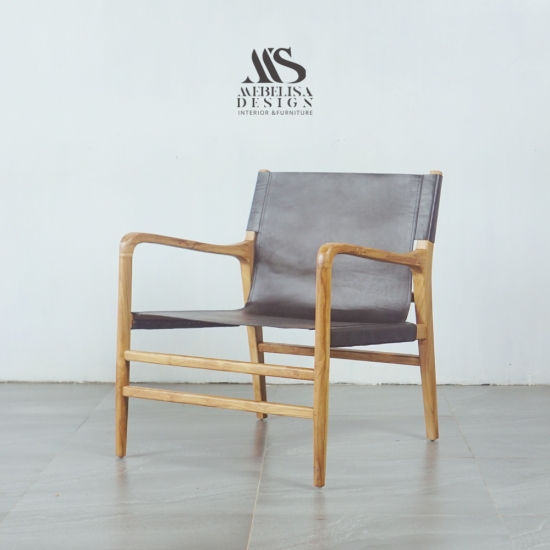 Armchair Kursi Santai Teras Black Leather