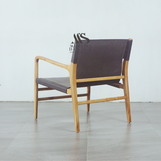 Armchair Kursi Santai Teras Black Leather