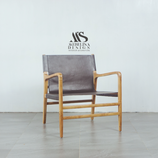 Armchair Kursi Santai Teras Black Leather