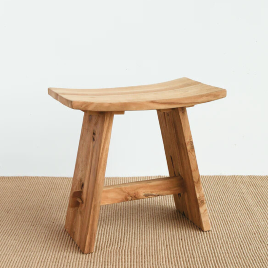 Authentic Recycled Teak Wood A-Frame Stool