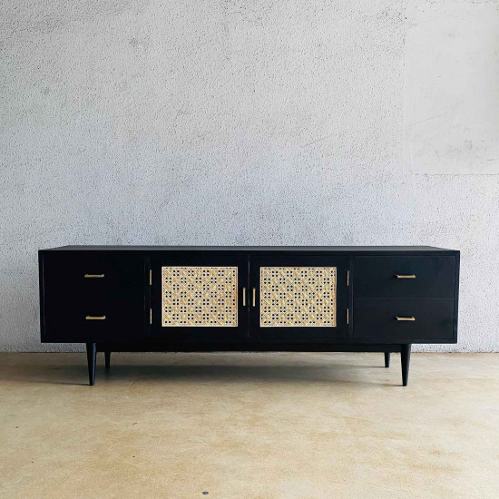 Ayanda TV Console Bufet TV Retro 2 Pintu Anyaman