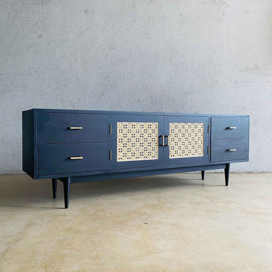 Ayanda TV Console Bufet TV Retro 2 Pintu Anyaman
