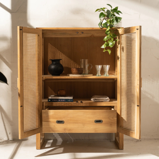 Baes Rattan and Recycled Teak Cabinet