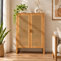 Baes Rattan and Recycled Teak Cabinet