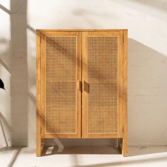 Baes Rattan and Recycled Teak Cabinet