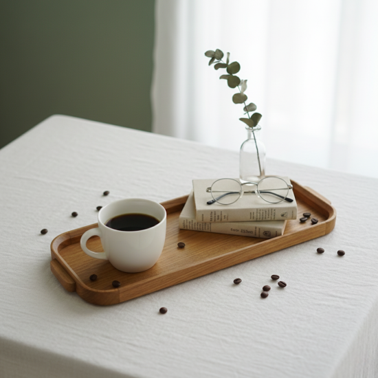 Baki Nampan Kayu Jati 48x15x3 cm