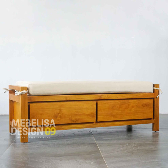 Bangku Laci Tempat Sepatu Minimalis 2 Laci