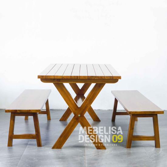 Bangku Meja Makan Taman Outdoor Minimalis Kayu Jati Solid Bangku Meja Makan Taman Outdoor Minimalis Kayu Jati Solid