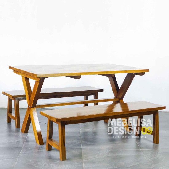 Bangku Meja Makan Taman Outdoor Minimalis Kayu Jati Solid Bangku Meja Makan Taman Outdoor Minimalis Kayu Jati Solid