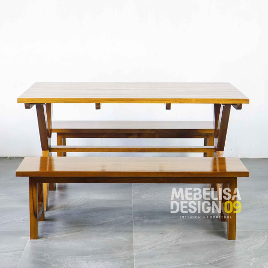 Bangku Meja Makan Taman Outdoor Minimalis Kayu Jati Solid Bangku Meja Makan Taman Outdoor Minimalis Kayu Jati Solid
