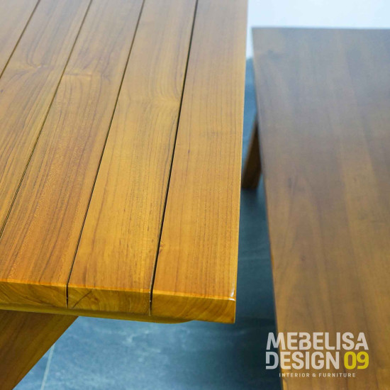 Bangku Meja Makan Taman Outdoor Minimalis Kayu Jati Solid Bangku Meja Makan Taman Outdoor Minimalis Kayu Jati Solid