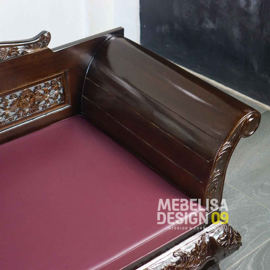 Bangku Santai Panjang Ukiran Jepara Kayu Jati Kaki Macan