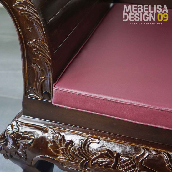 Bangku Santai Panjang Ukiran Jepara Kayu Jati Kaki Macan