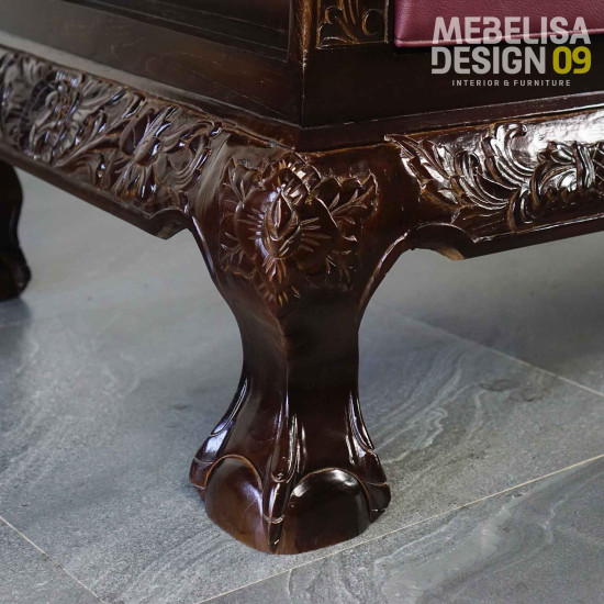 Bangku Santai Panjang Ukiran Jepara Kayu Jati Kaki Macan