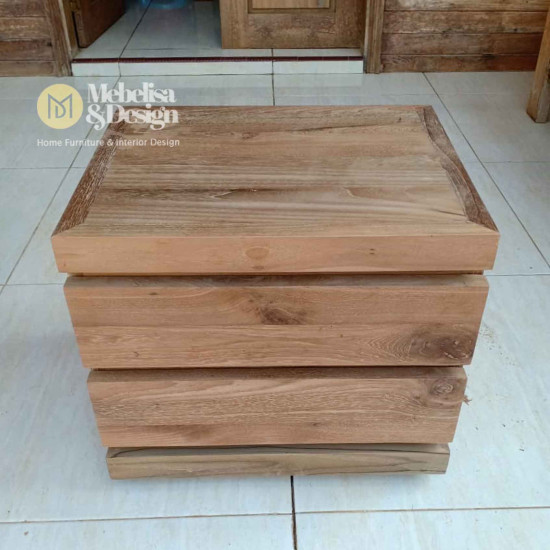 Baritone Old Teak Wood Bedside Table