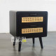 Bedside Nakas Jati Laci Rotan Retro Black Bedside Nakas Jati Laci Rotan Retro Black