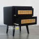 Bedside Nakas Jati Laci Rotan Retro Black Bedside Nakas Jati Laci Rotan Retro Black
