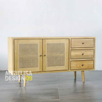 Bufet Retro Modern Scandinavian Mix Anyaman Rotan