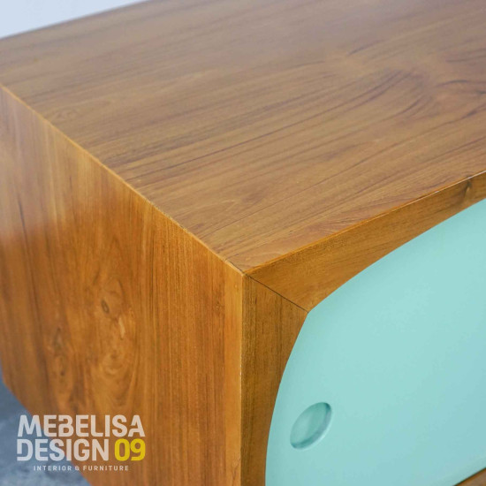 Bufet TV Retro Modern Minimalis Kayu Jati Warna Kombinasi