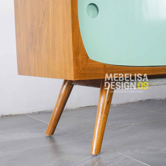 Bufet TV Retro Modern Minimalis Kayu Jati Warna Kombinasi